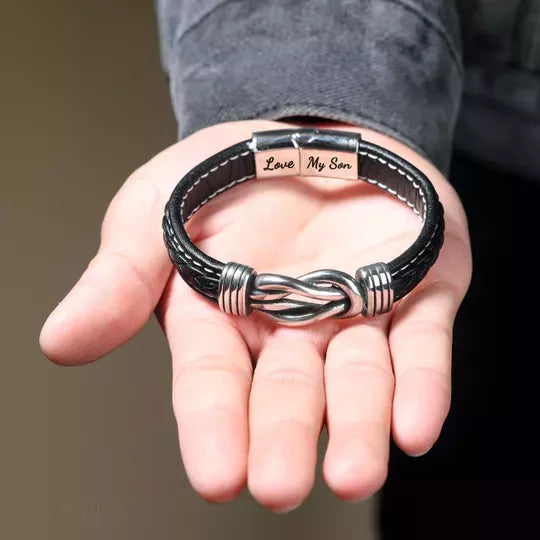 To Our Son – ‘Forever Linked Together’ Braided Leather Bracelet