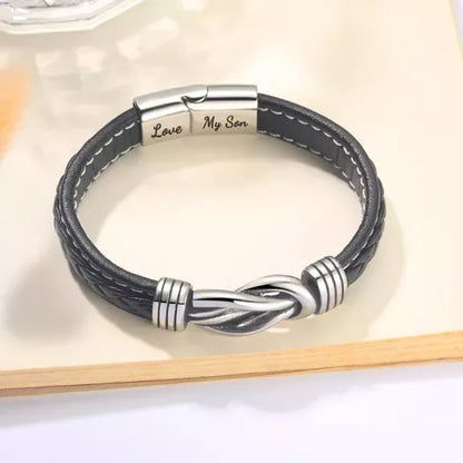 To Our Son – ‘Forever Linked Together’ Braided Leather Bracelet