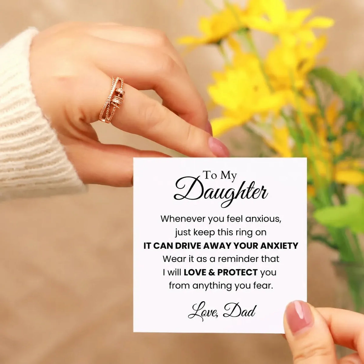 To My Daughter –  Fidget Ring for Anxiety Relief (Adjustable)