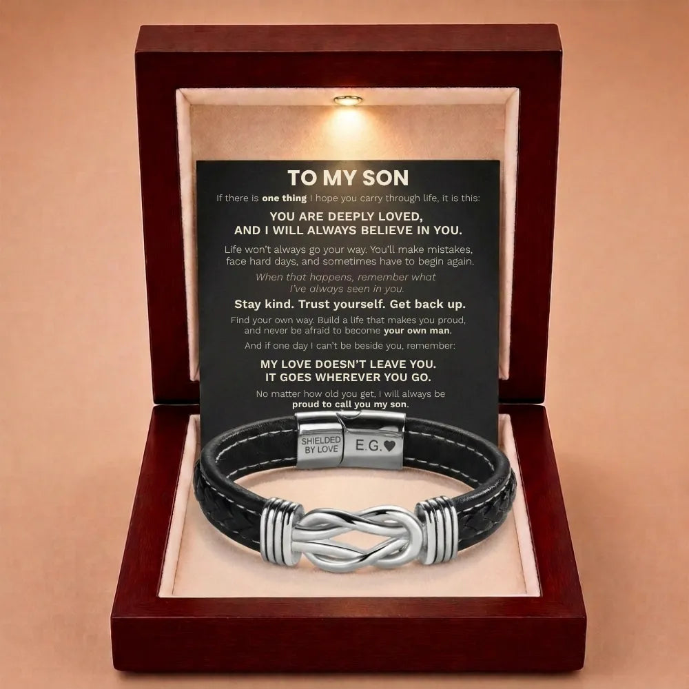 Infinite Love Personalised Name Bracelet For Son - Proud To Call You My Son