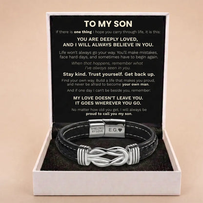 Infinite Love Personalised Name Bracelet For Son - Proud To Call You My Son