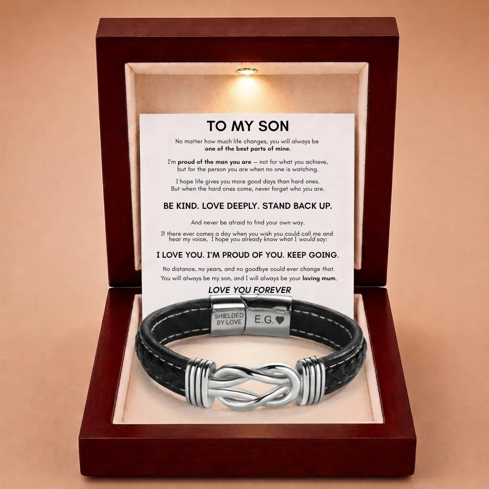Infinite Love Personalised Name Bracelet For Son - Proud of the Man You Are