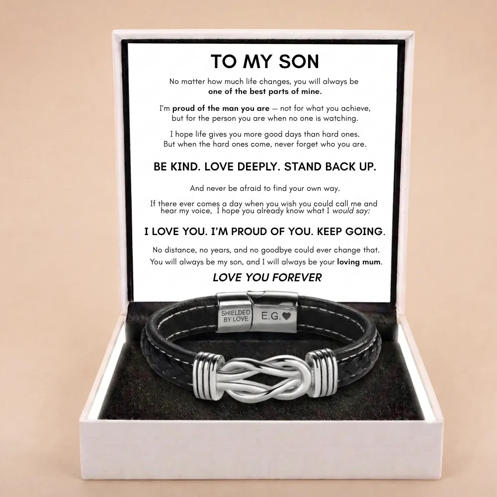 Infinite Love Personalised Name Bracelet For Son - Proud of the Man You Are