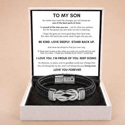 Infinite Love Personalised Name Bracelet For Son - Proud of the Man You Are