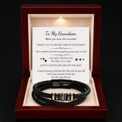 To My Grandson – ‘Love You Forever’ Personalised Name Bracelet