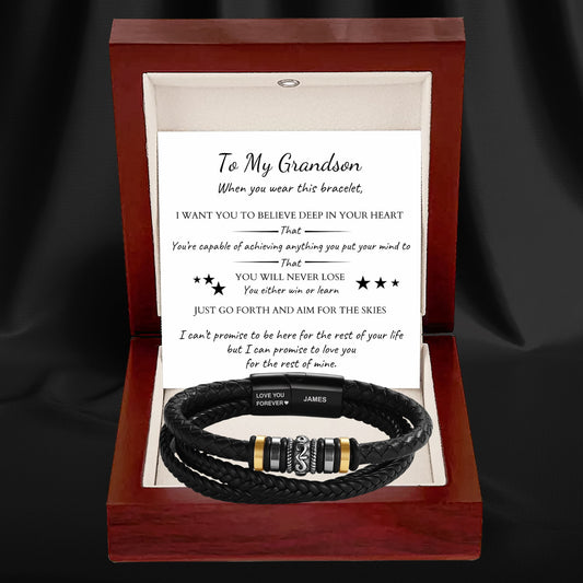 To My Grandson – ‘Love You Forever’ Personalised Name Bracelet