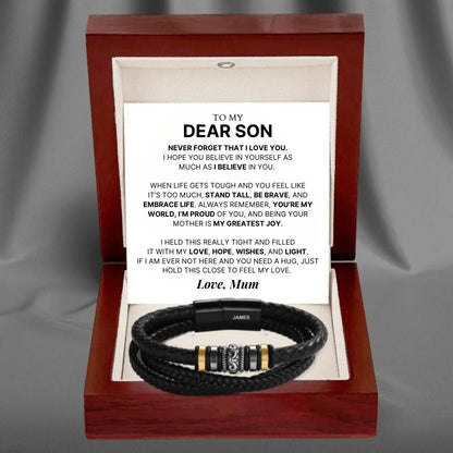 To My Dear Son – ‘Love You Forever’ Personalised Name Bracelet