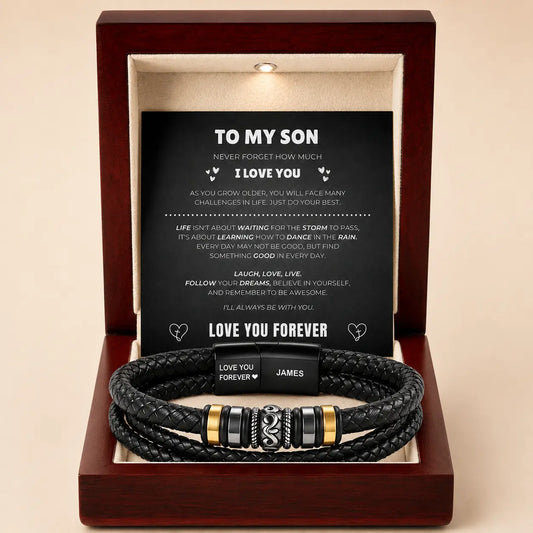 To My Son – ‘Love You Forever’ Personalised Name Bracelet