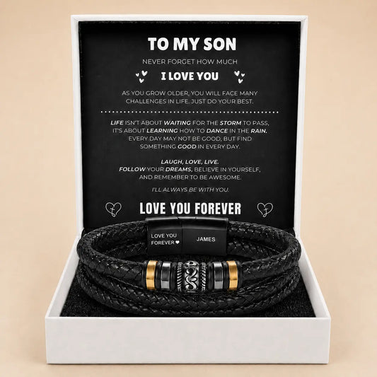 To My Son – ‘Love You Forever’ Personalised Name Bracelet