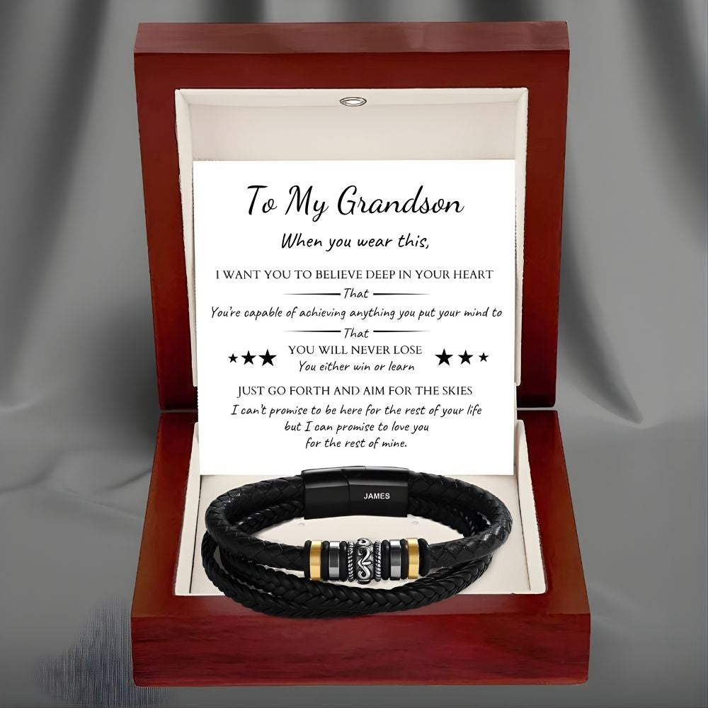 To My Grandson – ‘Love You Forever’ Personalised Name Bracelet