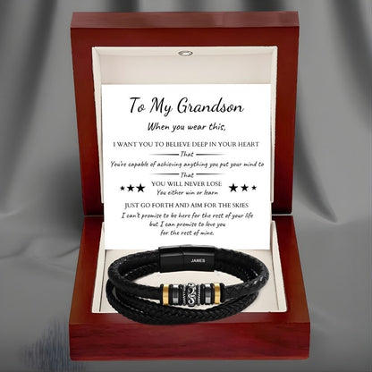 To My Grandson – ‘Love You Forever’ Personalised Name Bracelet