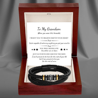 To My Grandson – ‘Love You Forever’ Personalised Name Bracelet