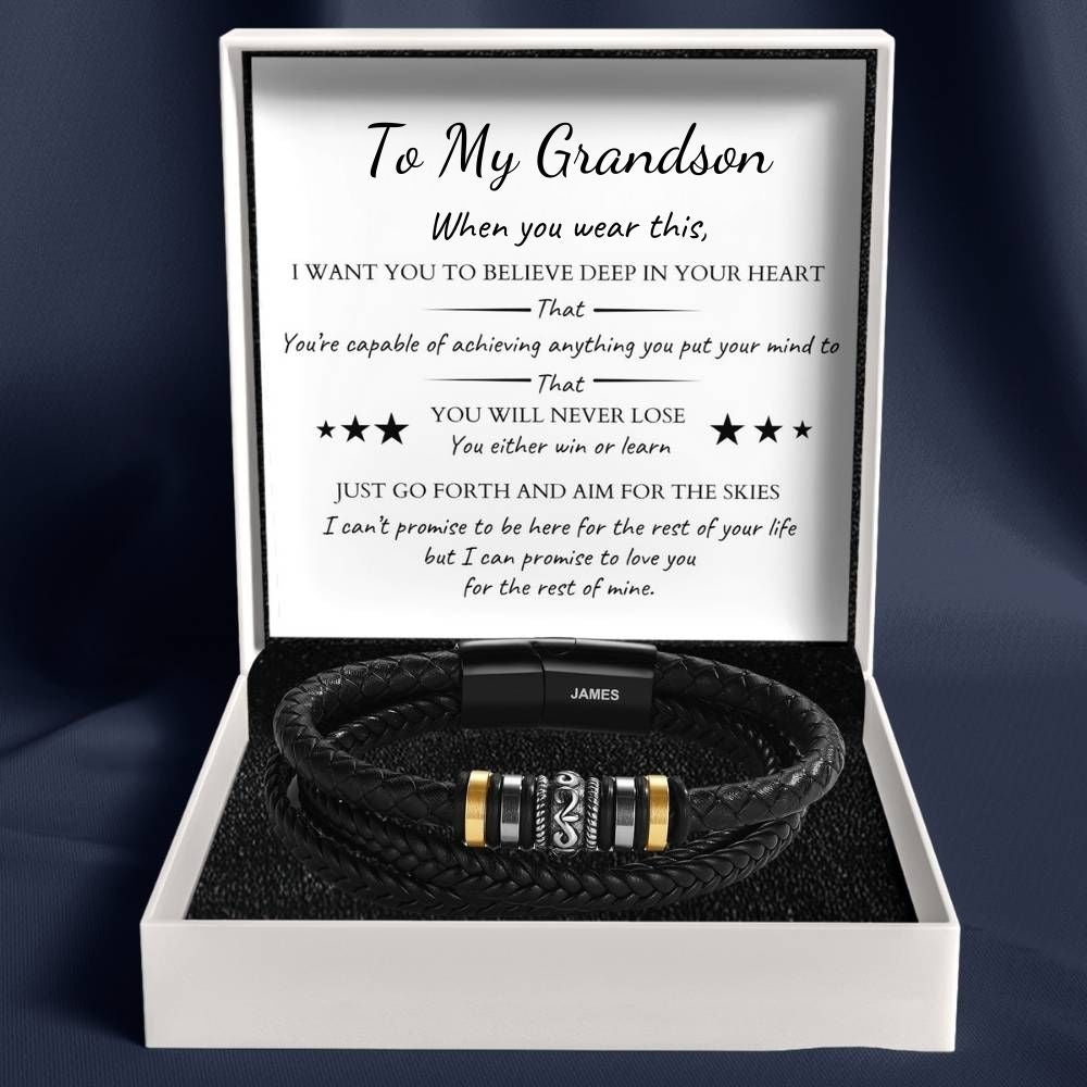 To My Grandson – ‘Love You Forever’ Personalised Name Bracelet