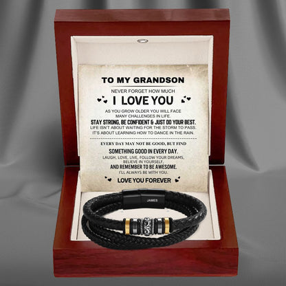 To My Grandson – ‘Love You Forever’ Personalised Name Bracelet