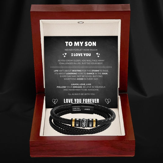 To My Son – ‘Love You Forever’ Personalised Name Bracelet