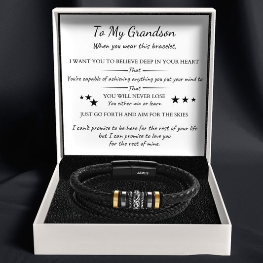 To My Grandson – ‘Love You Forever’ Personalised Name Bracelet