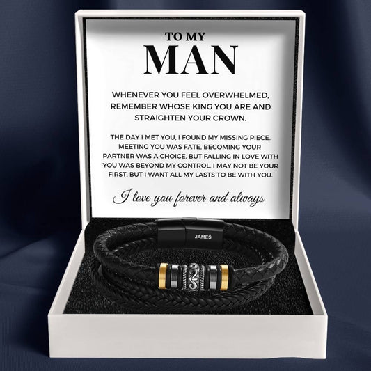 To My Man – ‘Love You Forever’ Personalised Name Bracelet
