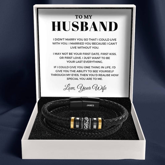 To My Husband – ‘Love You Forever’ Personalised Name Bracelet