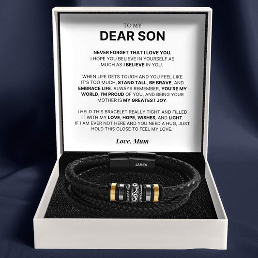 To My Dear Son – ‘Love You Forever’ Personalised Name Bracelet