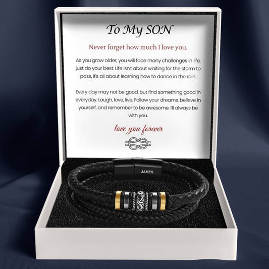 To My Son – ‘Love You Forever’ Personalised Name Bracelet
