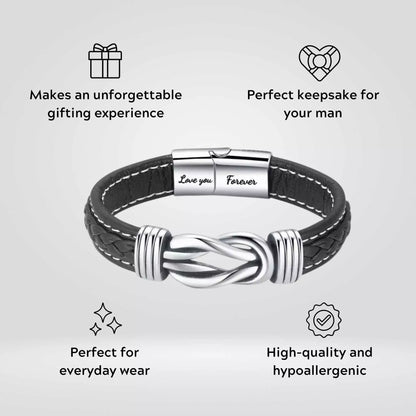 To My Man ‘Forever Linked Together’ Braided Leather Bracelet