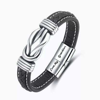 To My Grandson – Forever Linked Together Braided Leather Bracelet