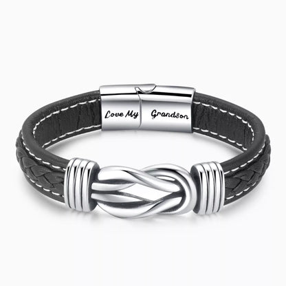 To My Grandson – Forever Linked Together Braided Leather Bracelet