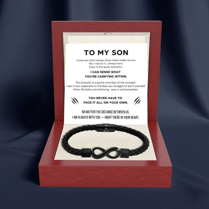 To My Son ‘Love you forever’ Engraved Infinity Braided Bracelet