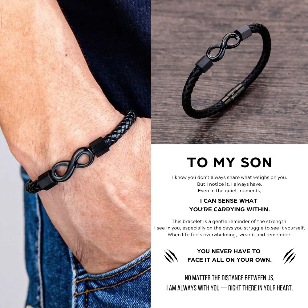 To My Son ‘Love you forever’ Engraved Infinity Braided Bracelet