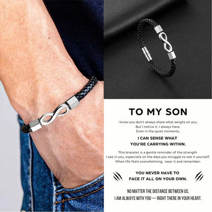 To My Son ‘Love you forever’ Engraved Infinity Braided Bracelet