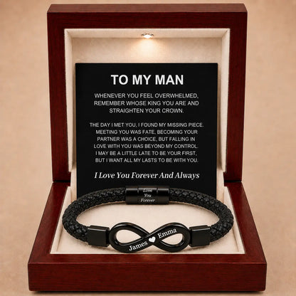 To My Man – Infinity ‘Love You Forever’ Personalised Name Bracelet