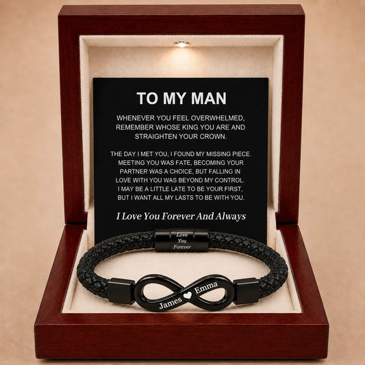 To My Man – Infinity ‘Love You Forever’ Personalised Name Bracelet