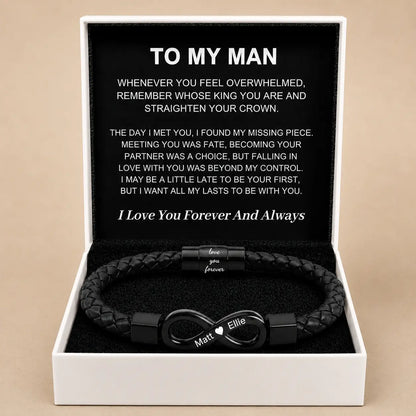 To My Man – Infinity ‘Love You Forever’ Personalised Name Bracelet
