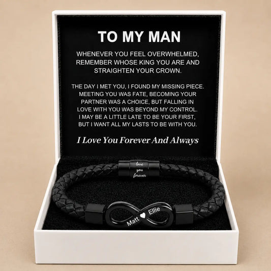 To My Man – Infinity ‘Love You Forever’ Personalised Name Bracelet