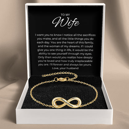 Infinity Name Bracelet for Wife