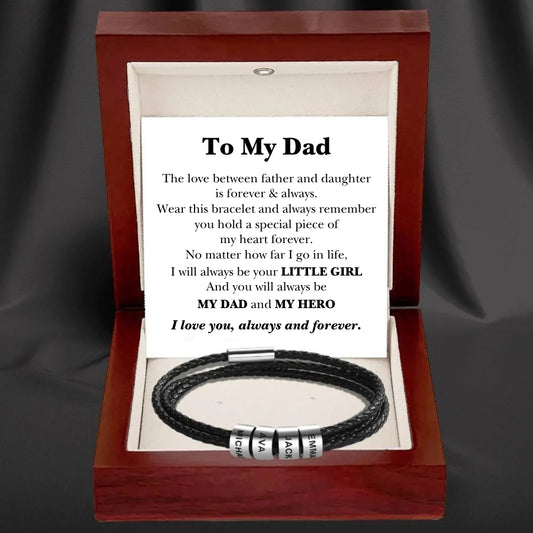 Best Dad In The World - Inner Circle Timeless Bracelet with Engraved Name Beads