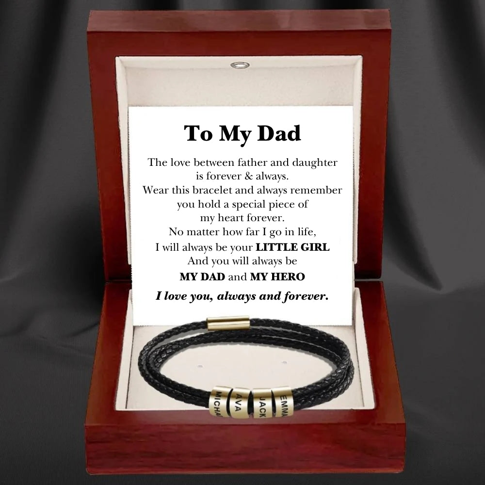 Best Dad In The World - Inner Circle Timeless Bracelet with Engraved Name Beads