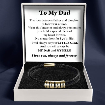 Best Dad In The World - Inner Circle Timeless Bracelet with Engraved Name Beads