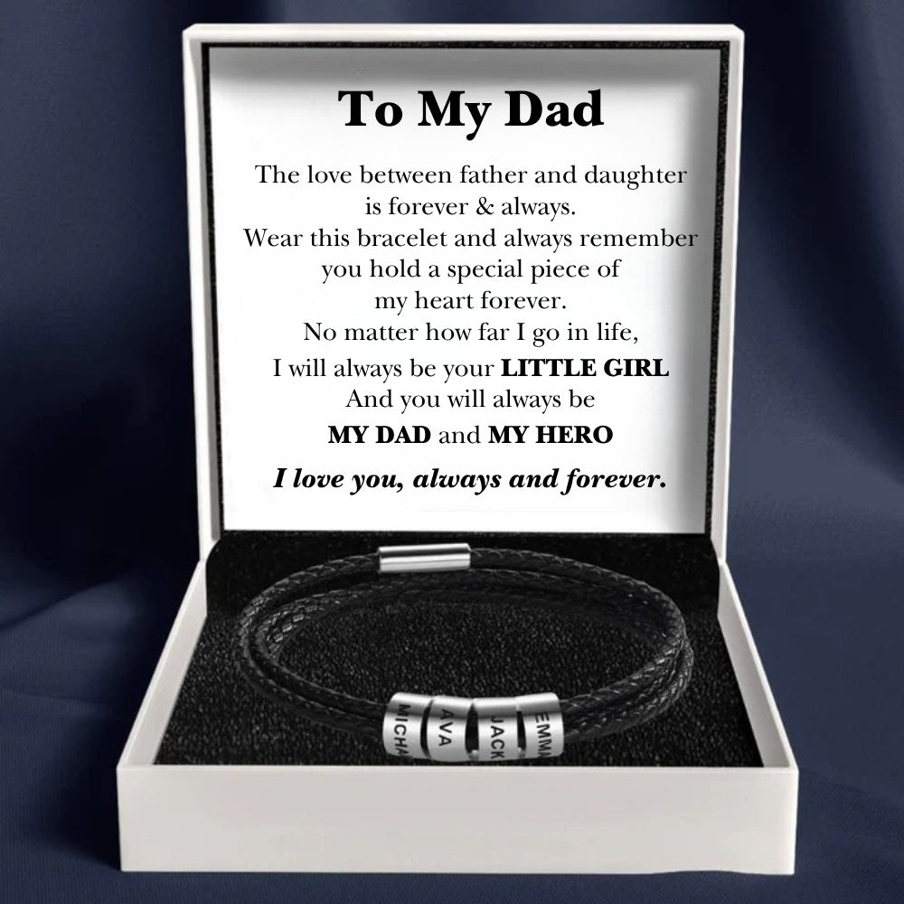 Best Dad In The World - Inner Circle Timeless Bracelet with Engraved Name Beads