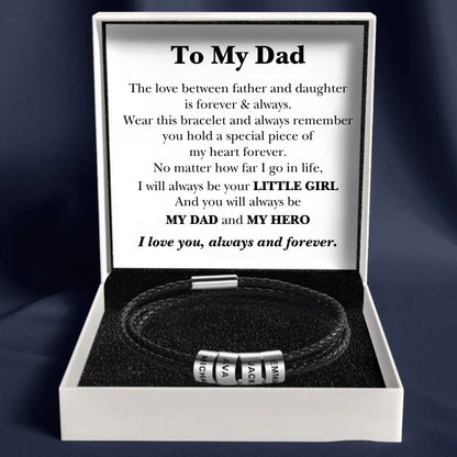 Best Dad In The World - Inner Circle Timeless Bracelet with Engraved Name Beads