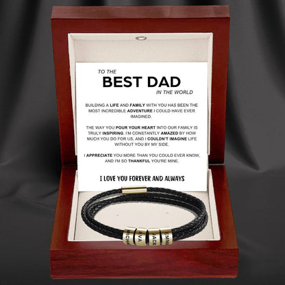 Best Dad In The World - Inner Circle Timeless Bracelet with Engraved Name Beads