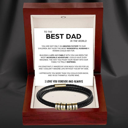 Best Dad In The World - Inner Circle Timeless Bracelet with Engraved Name Beads