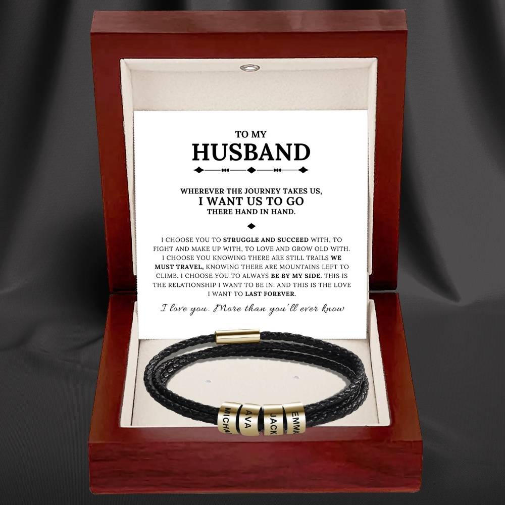 To My Husband – Inner Circle Timeless Bracelet with Engraved Name Beads