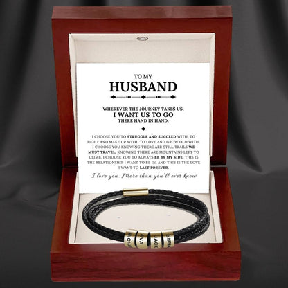 To My Husband – Inner Circle Timeless Bracelet with Engraved Name Beads