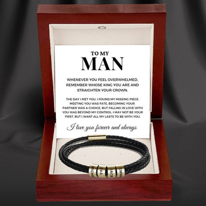 To My Man – Inner Circle Timeless Bracelet with Engraved Name Beads