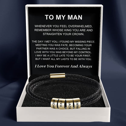 To My Man – Inner Circle Timeless Bracelet with Engraved Name Beads