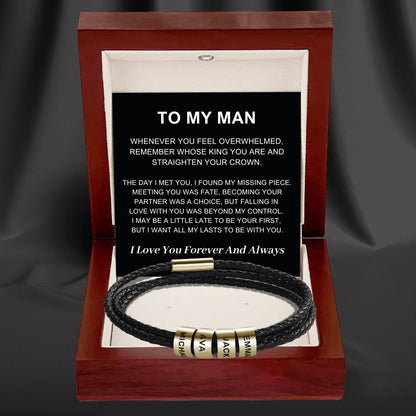 To My Man – Inner Circle Timeless Bracelet with Engraved Name Beads