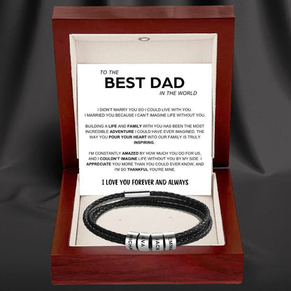Best Dad In The World - Inner Circle Timeless Bracelet with Engraved Name Beads