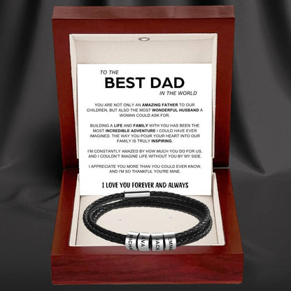 Best Dad In The World - Inner Circle Timeless Bracelet with Engraved Name Beads