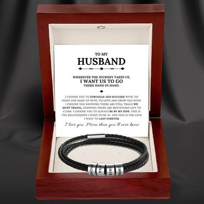 To My Husband – Inner Circle Timeless Bracelet with Engraved Name Beads